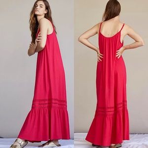 Anthropologie Trudie Lace Maxi Dress in Red. Size Small. NWOT